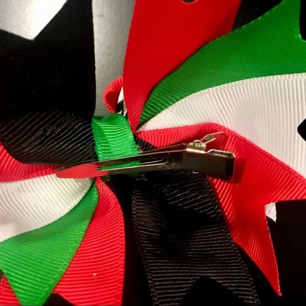 Two Christmas Colored Hair Bows - 2 Grosgrain Hair Bows with Clips RANDOM